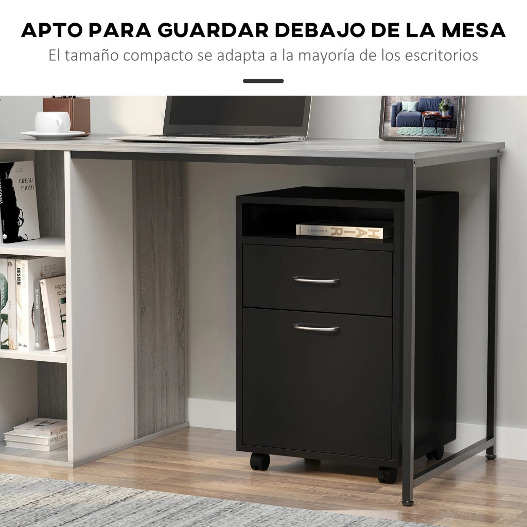 Scrivania con cassetti e ante ¨C zephmum ¨C 40x35x60 cm nero