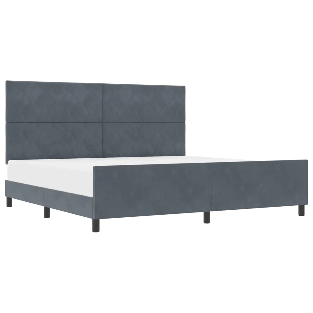 Letto a molle con testiera Grigio scuro 200 x 200 cm Velluto 3345030