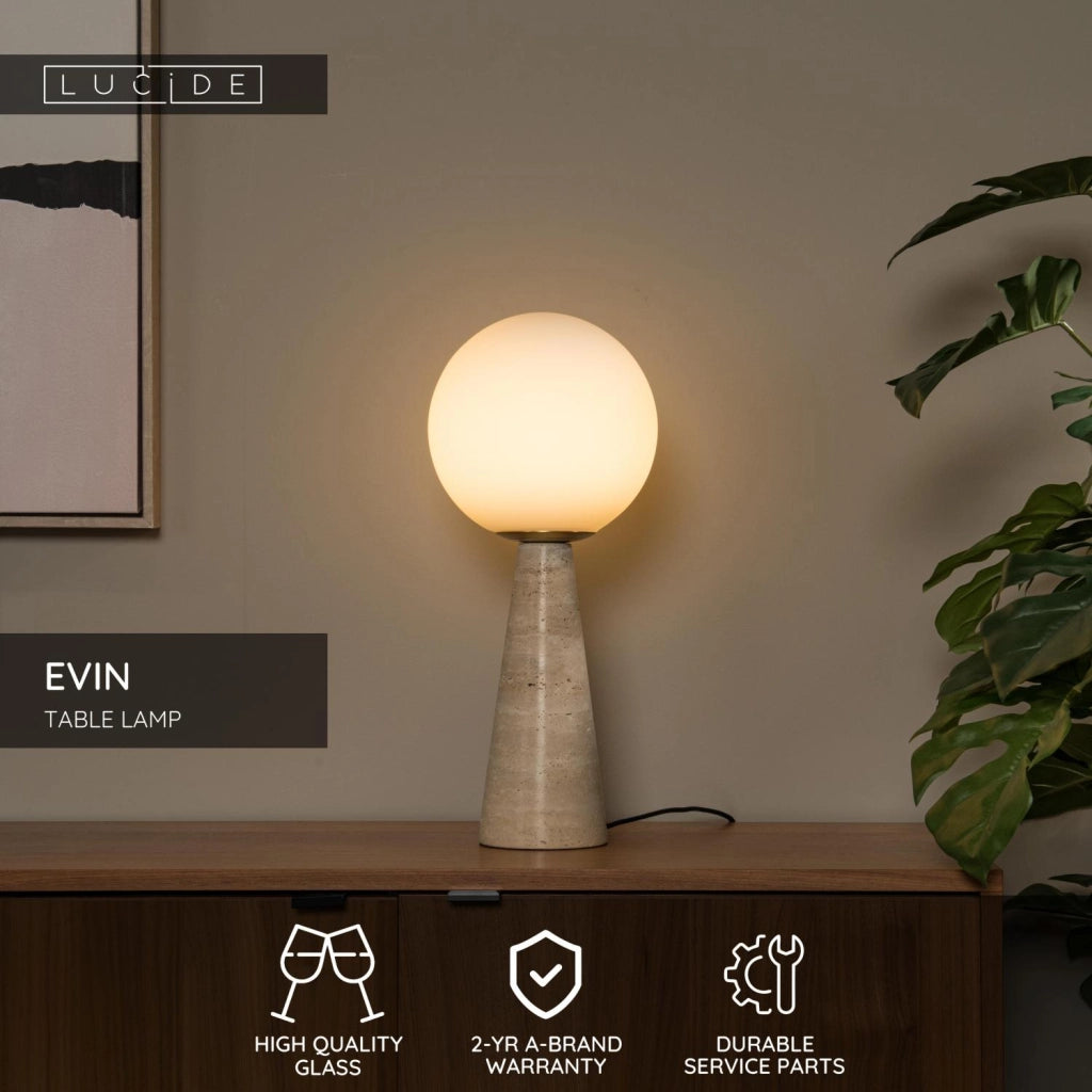 Lampada da tavolo EVIN 1xE27 marmo vetro Lucide