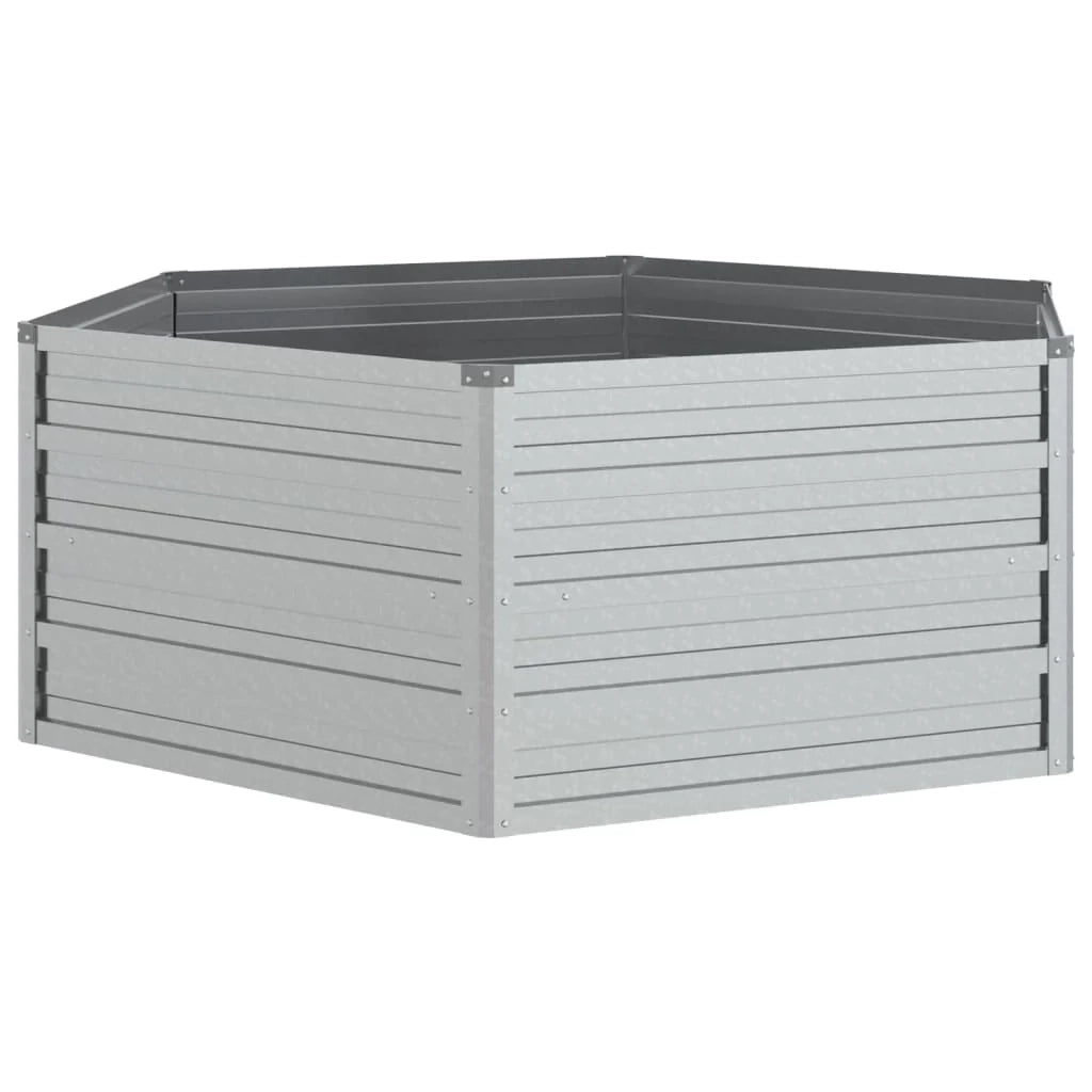 Fioriera rialzata per piante e fiori terrazza giardino 129 x 45 cm acciaio zincato argento 02_0039361