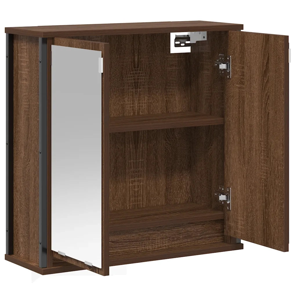 Pensile da Bagno con Specchio Rovere Marrone 60x21x60 cm 861901