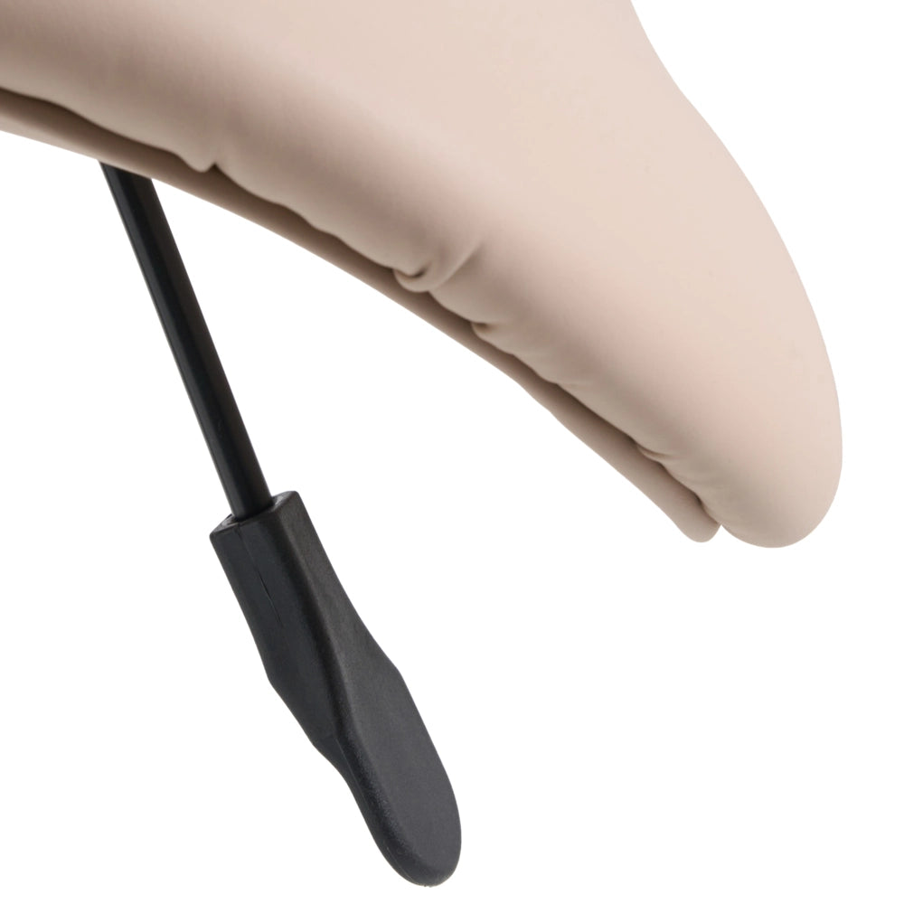 Sgabello da ufficio beige in ecopelle con struttura in metallo, imbottito, girevole, regolabile in altezza, arredamento per ufficio