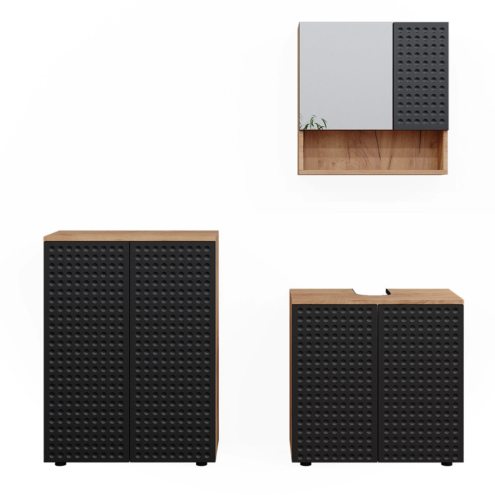 Vicco Set mobili bagno Antracite puntinato 3 parti, con unità di base 60 cm