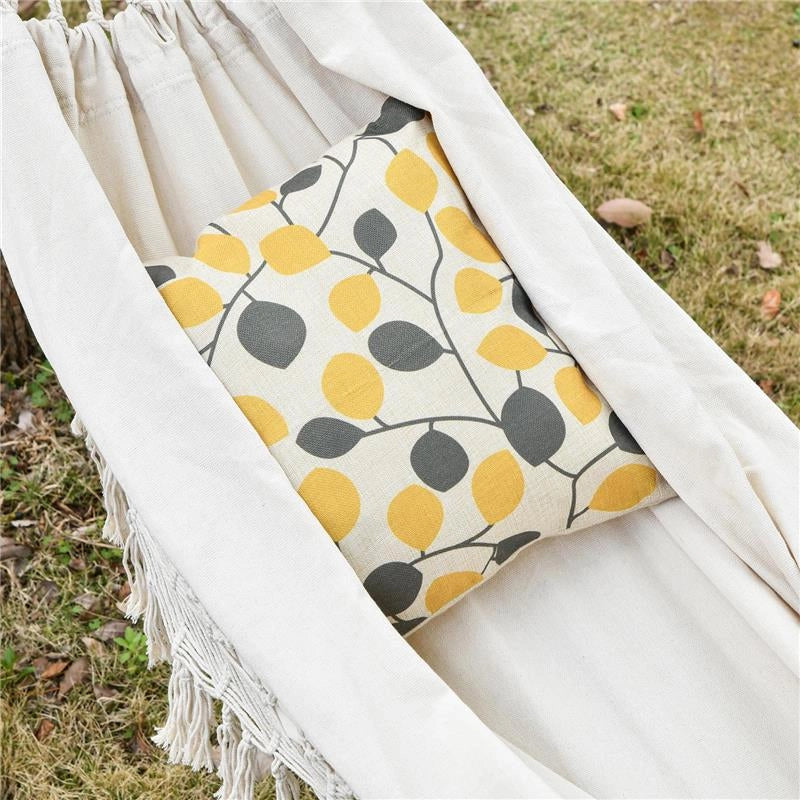 AMACA DA GIARDINO SOSPESA IN TELA CON FRANGE STILE BOHO 288X150 CM CAPACITÀ 120 KG CREMA