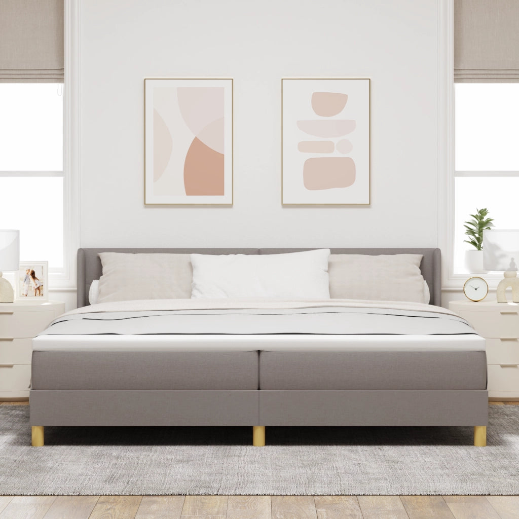 Letto a Molle con Materasso Tortora 200x200 cm Tessuto
