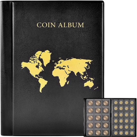 Album per collezione di monete con 480 celle - supporto per monete - contenitore per monete - album per monete da 2 euro - raccolte - chiusura a rullo