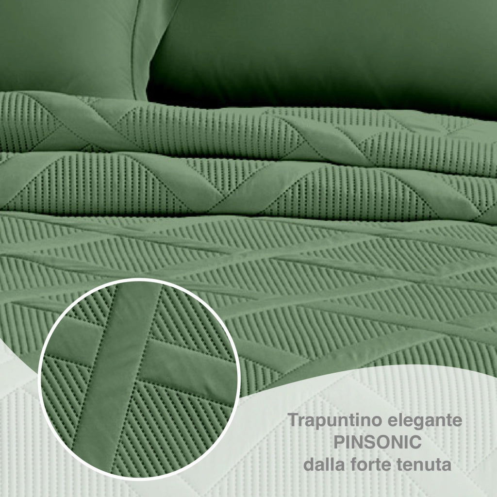 Copriletto Trapuntato Matrimoniale Elegante Trapuntino Lavorazione Intrecciata Due Piazze Trapunta Coperta Leggera Coperta Letto Leggera Primavera Estate  Muschio