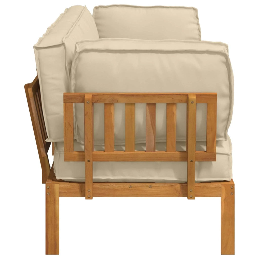 Set di divani con cuscino 2 pcs Beige Legno di Acacia Massello 3418527