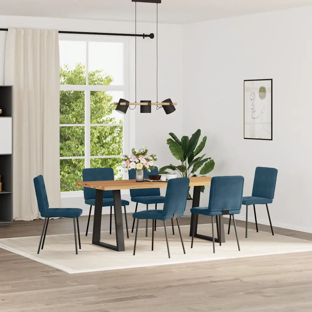 Sedie da Pranzo 6 pz Blu in Velluto