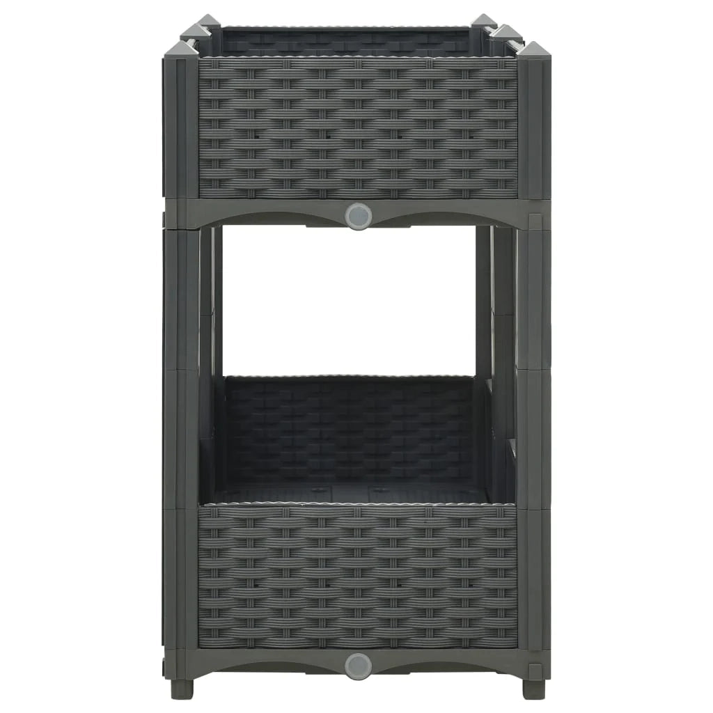 Fioriera rialzata per piante e fiori giardino 80 x 40 x 71 cm polipropilene grigio scuro 02_0000948