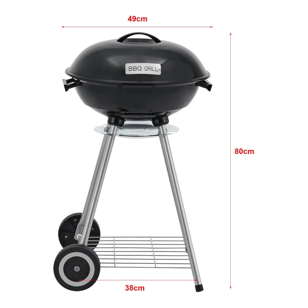 Carrello barbecue rotondo 80 x 49 x 47 cm nero 03_0009214