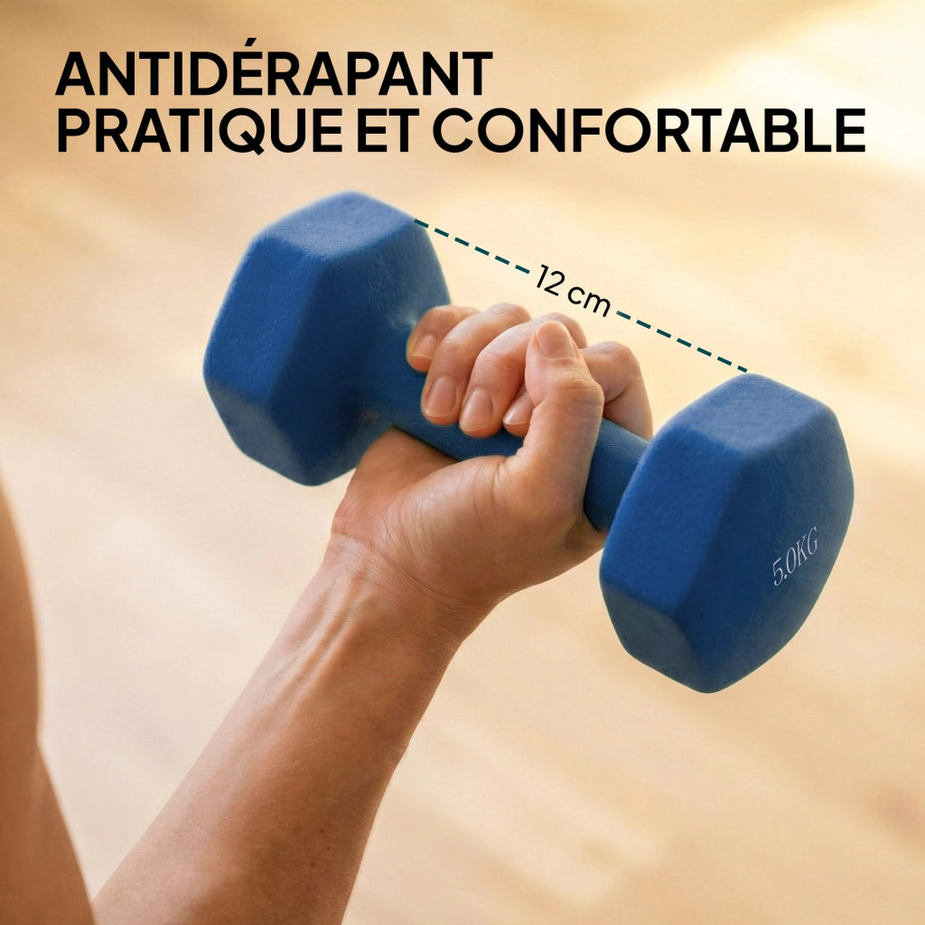 Set 3 manubri esagonali con supporto ¨C zephmum ¨C 2x1kg, 2x3kg, 2x5kg, nero