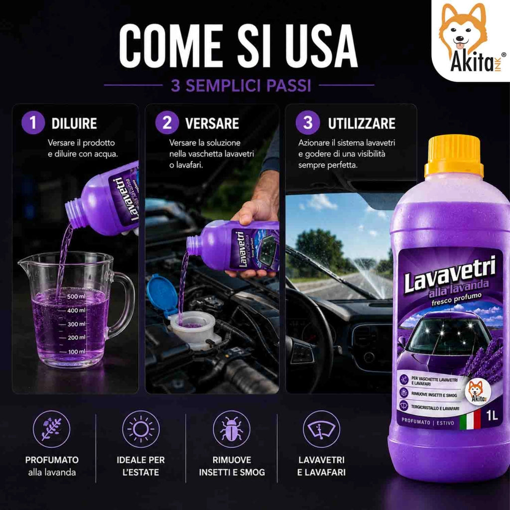 Akitaink Liquido Lavavetri Auto Concentrato 1 L Lavanda Estivo