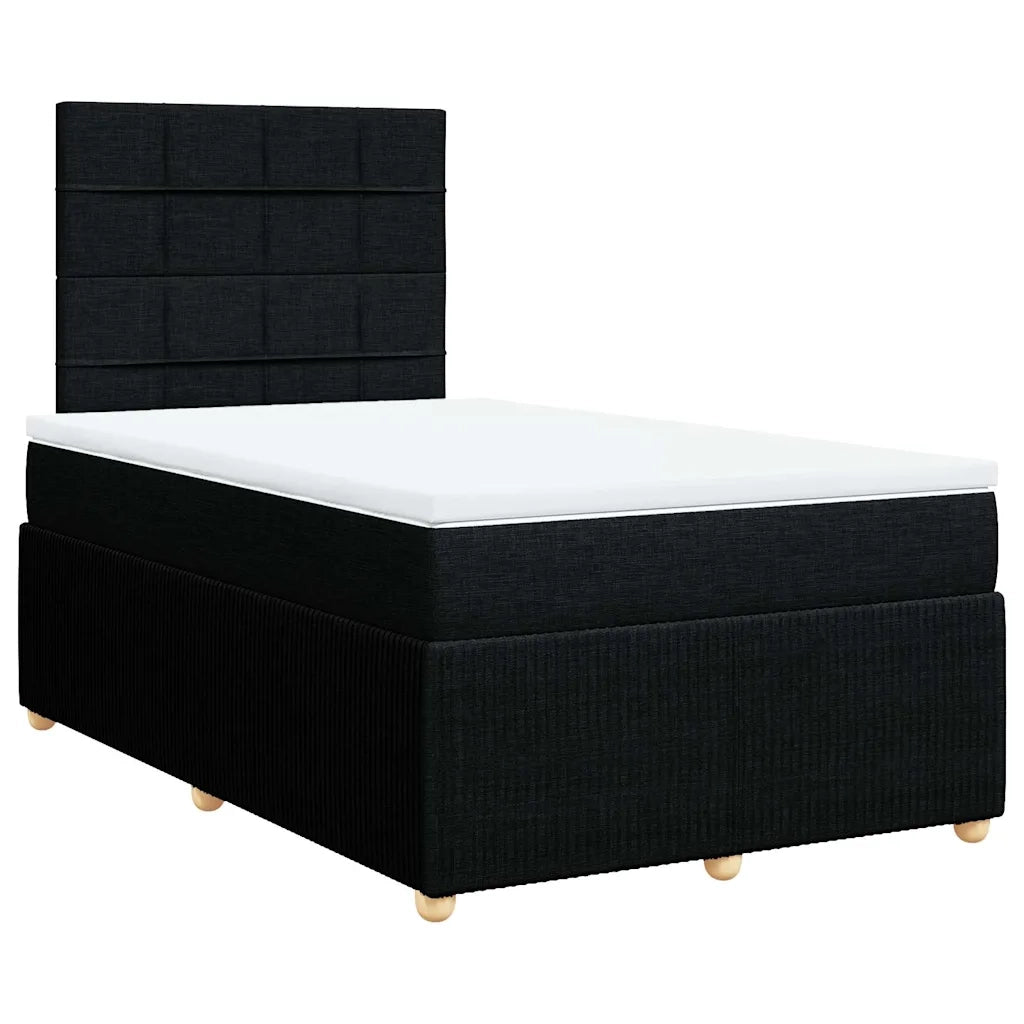 Giroletto a Molle con Materasso Nero 120x190 cm in Tessuto