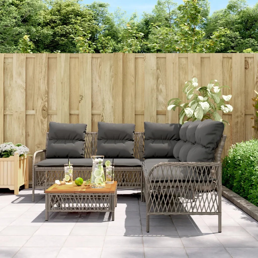 Set Divano da Giardino 2 pz | Set Salotto da Giardino con Cuscini Grigio in Polyrattan