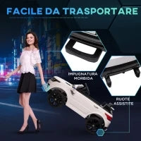 Macchina Elettrica per Bambini 3-6 Anni con Telecomando, Luci LED e Clacson, in PP e Metallo, 110x68x52 cm, Bianco