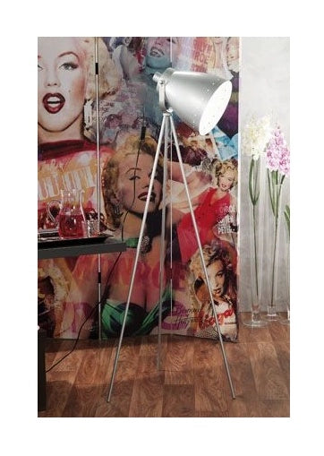 Lampada da Terra Tripode Stile Cinema Moderna 152 cm Argento Salotto Studio