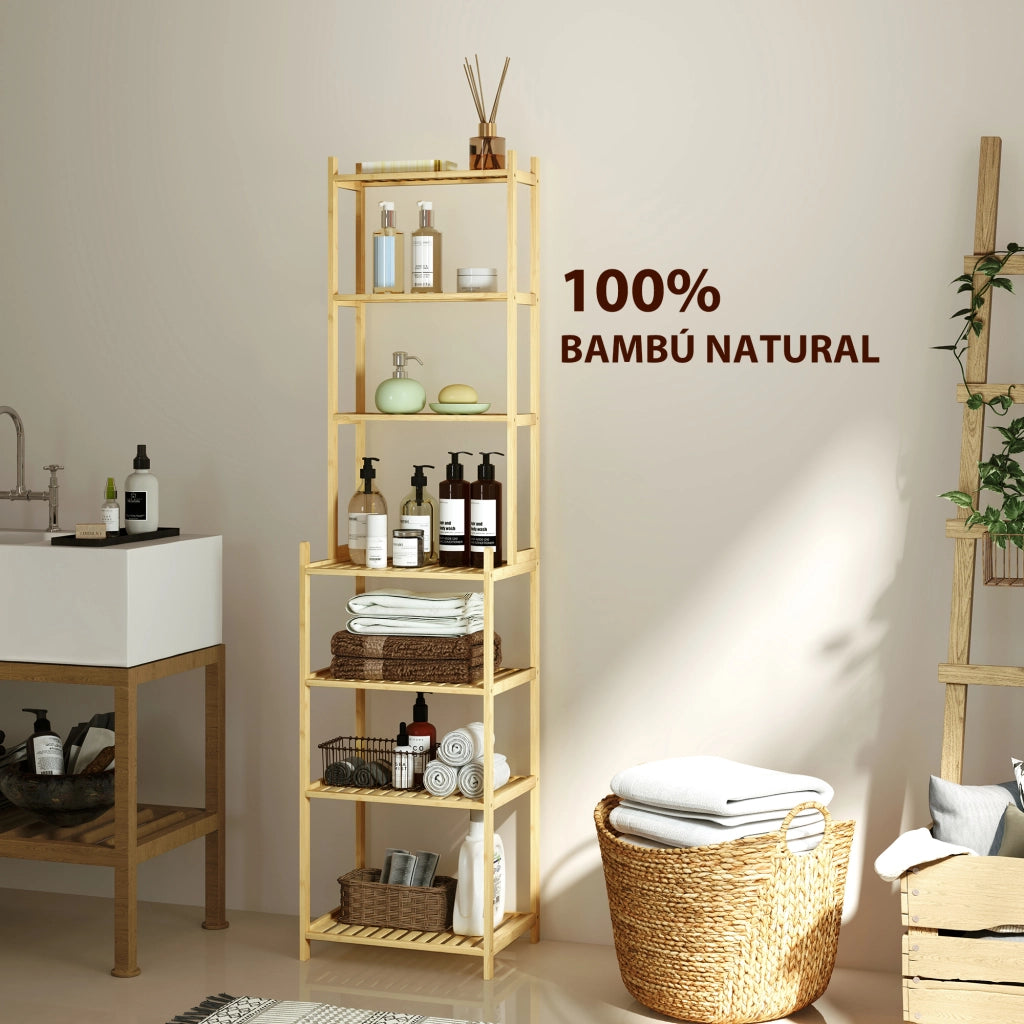 Mobile da Bagno a 7 Ripiani in Bamb¨´ ¨C Zephmum ¨C 44x33x180 cm