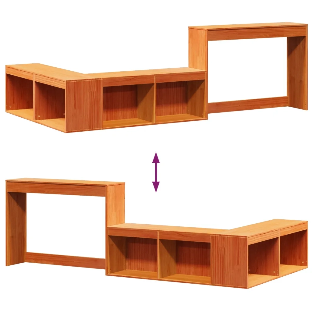 Comodino con Scrivania Marrone Cera 232x122x75 cm Legno di Pino