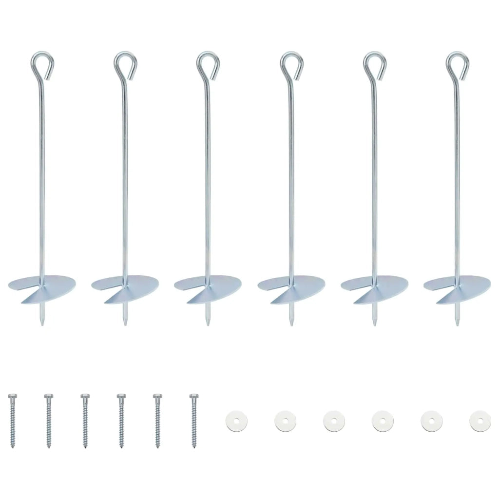 Ancora per Terra 6 pcs Argento Ø10 x 40 cm Metallo Galvanizzato 42052422