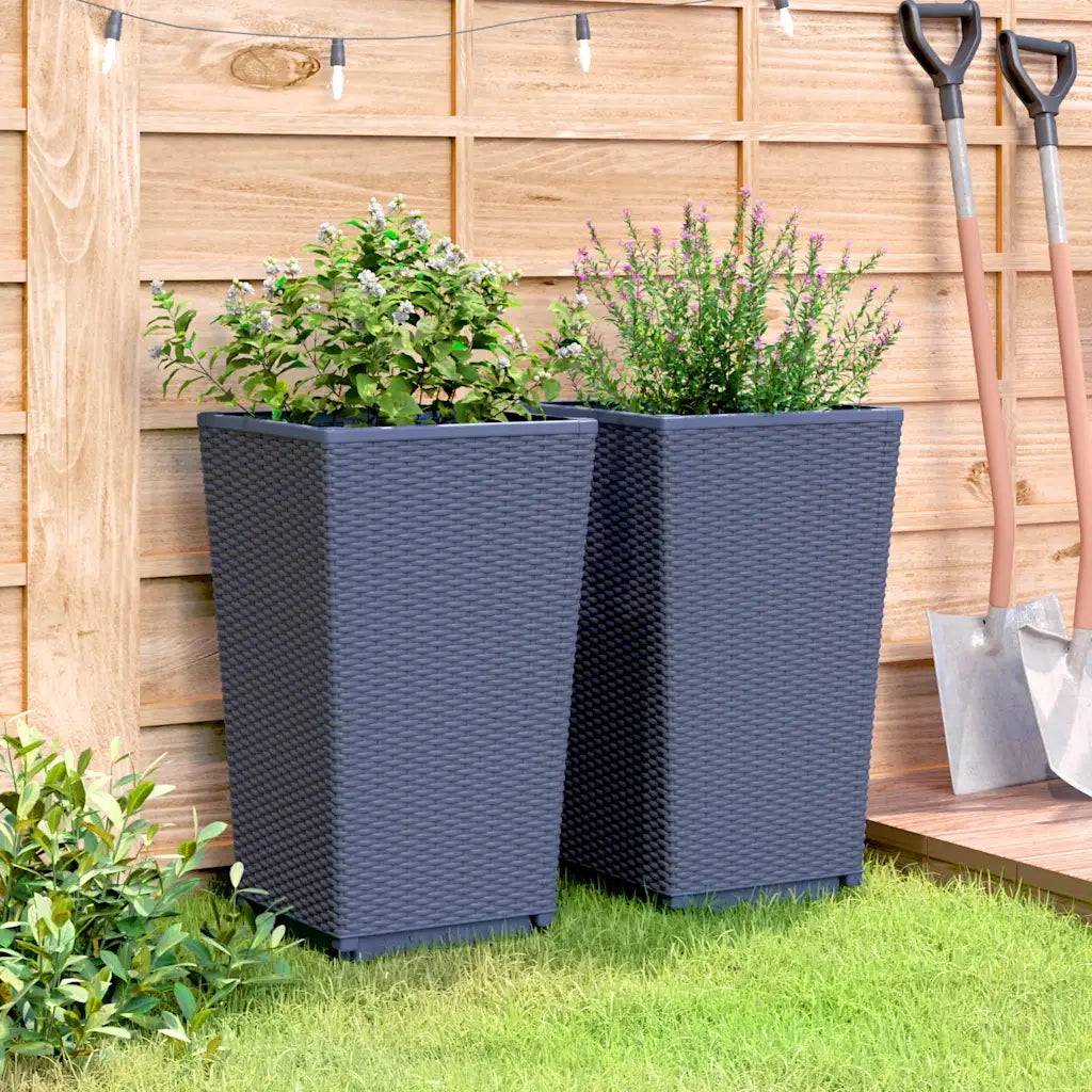 Fioriere da Giardino 2 pz Grigie 32,5x32,5x57 cm in PPcod mxl 90090