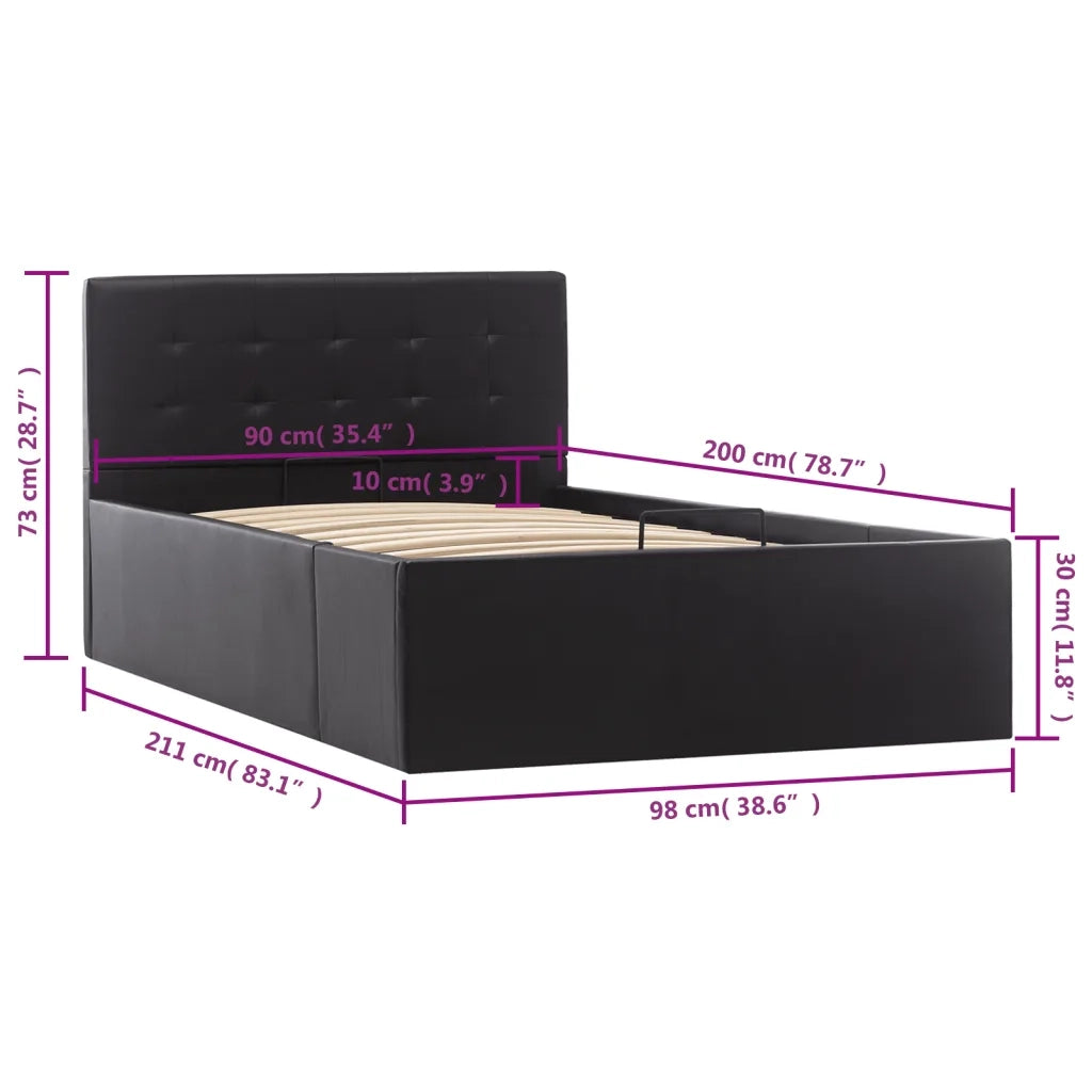 Giroletto con Contenitore Idraulico Nero Similpelle 90x200cm cod mxl 63299