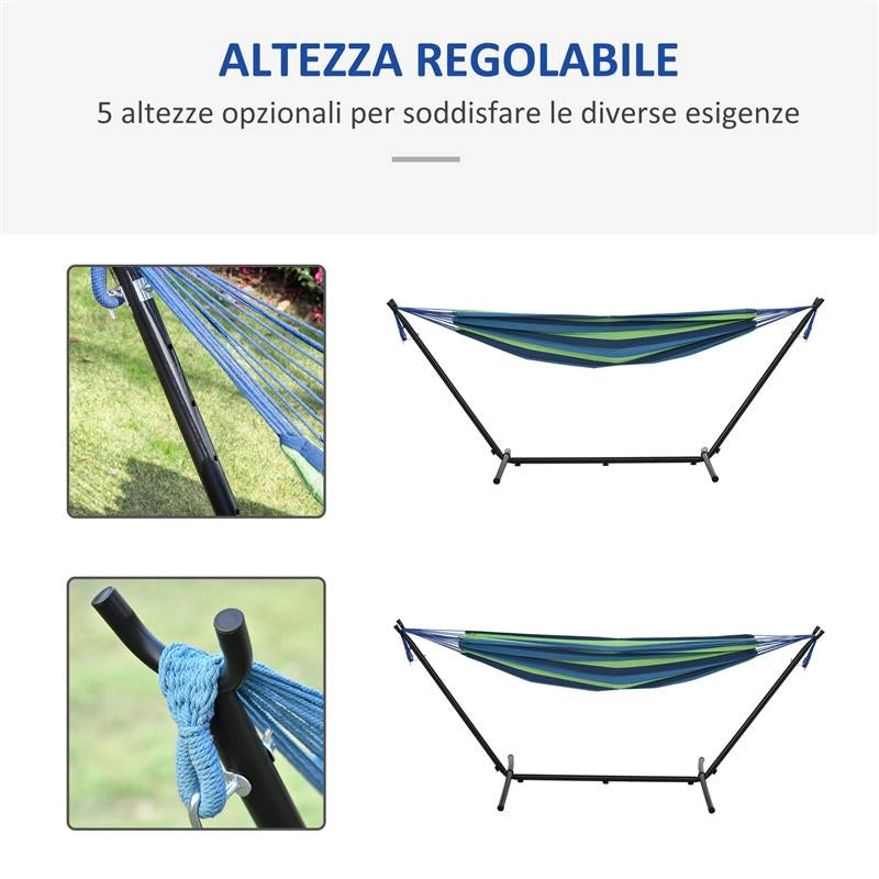 AMACA AUTOPORTANTE CON SUPPORTO, ALTEZZA REGOLABILE E BORSA DI TRASPORTO, 298X117X105 CM, VERDE