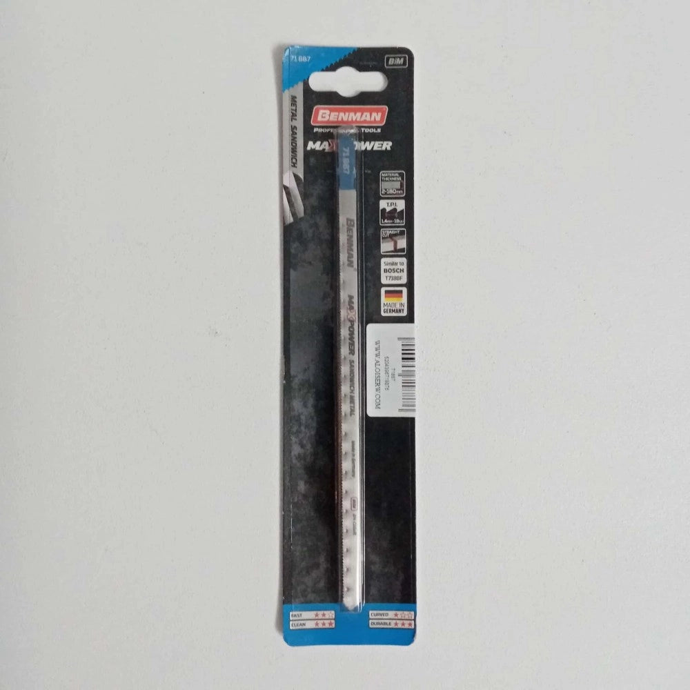 Benman lame attacco bosch da 180/200mm per seghetto alternativo per ferro dentatura fine - blister da 5 lame