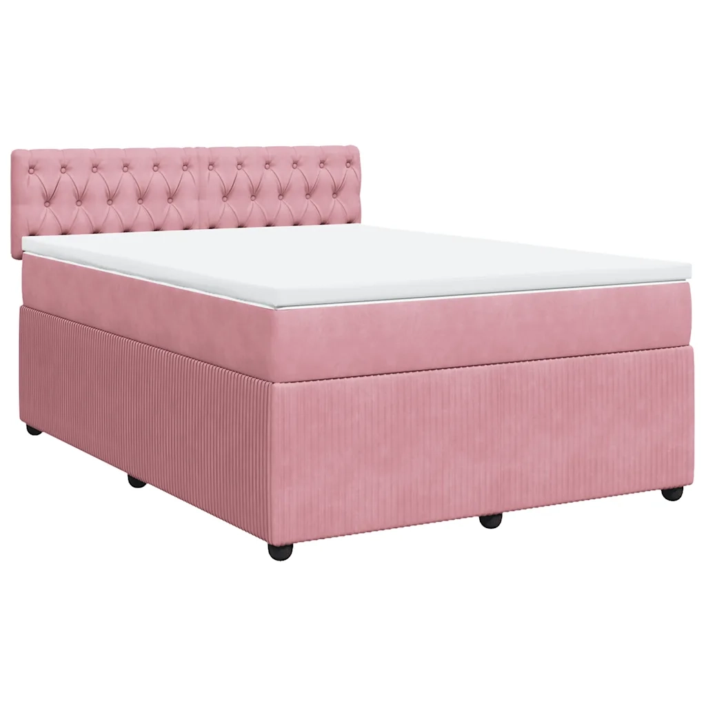 Giroletto a Molle con Materasso Rosa 140x200 cm in Velluto