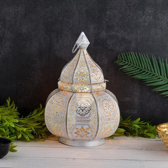 Lanterna da tavolo a vento 30 cm - lampada orientale decorativa Mahana bianca