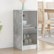 vidaXL Mobile con Ante in Vetro Grigio Cemento 35x37x75,5 cm