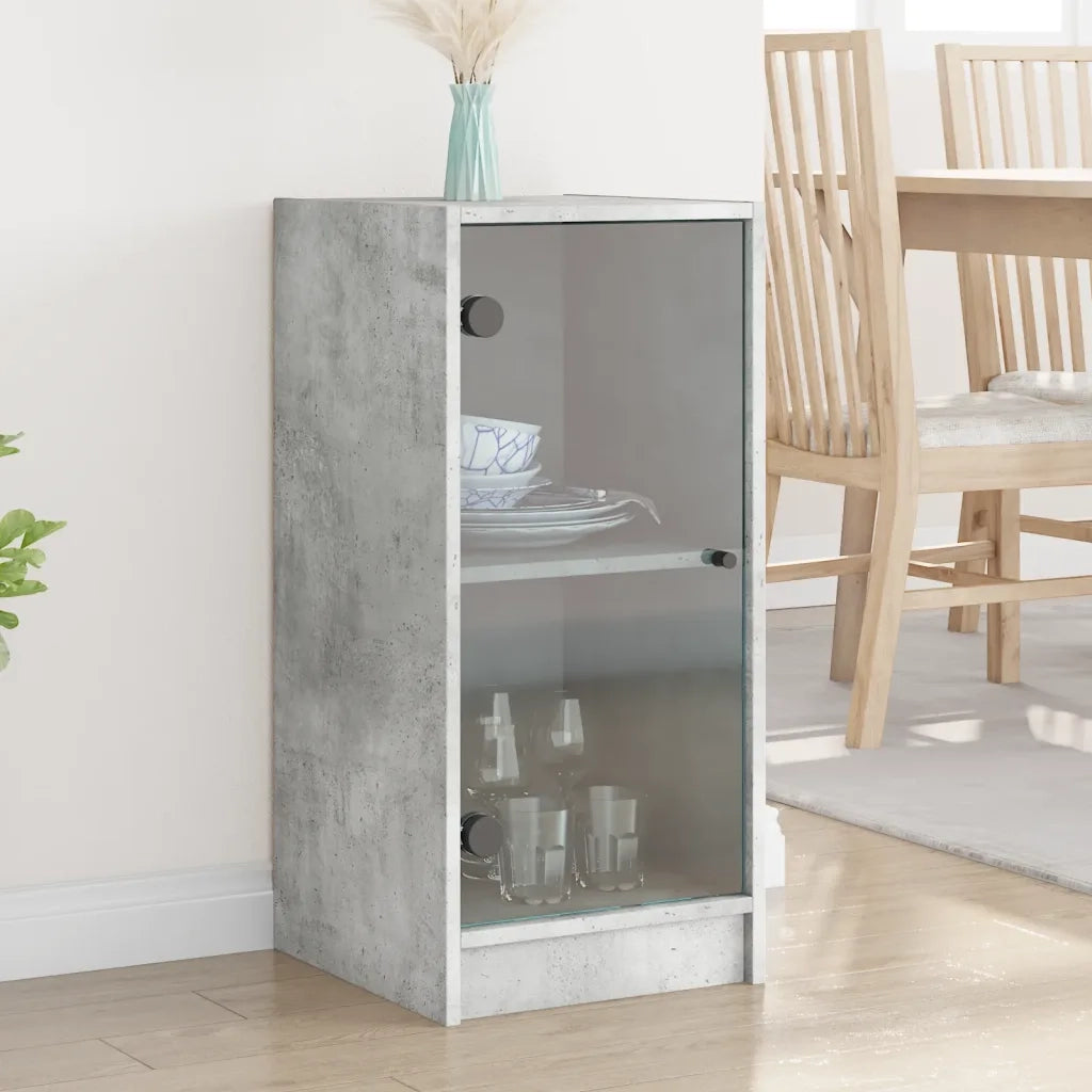 vidaXL Mobile con Ante in Vetro Grigio Cemento 35x37x75,5 cm