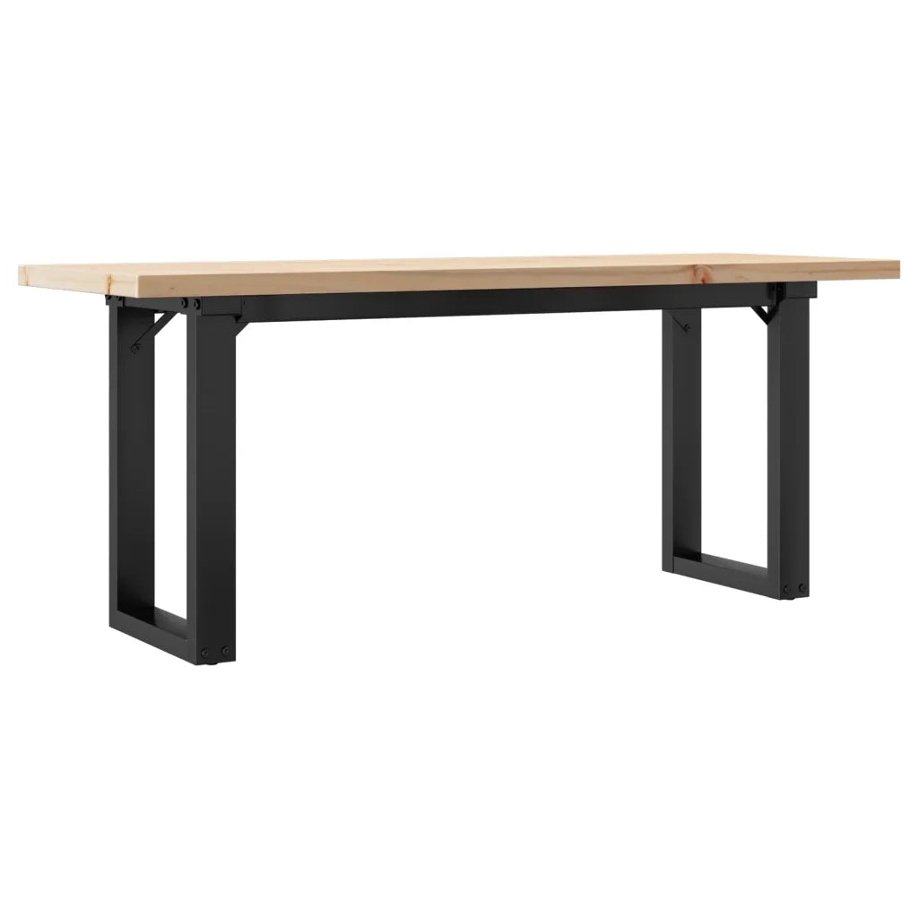 Tavolino Salotto Telaio a O-Tavolino da soggiorno 110x40x45,5 cm Legno Pino e Acciaio