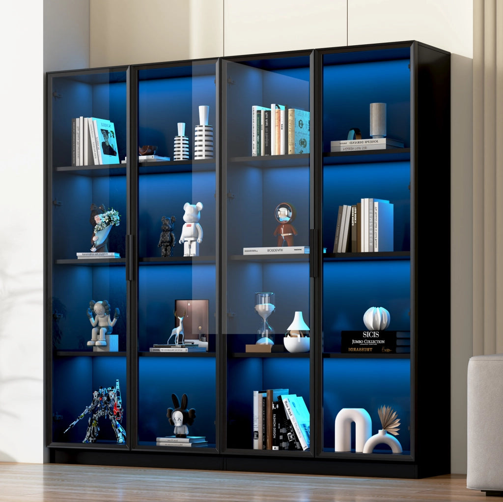 Vetrina alta con LED controllabile da app; 160x40x160 cm; in truciolare nero