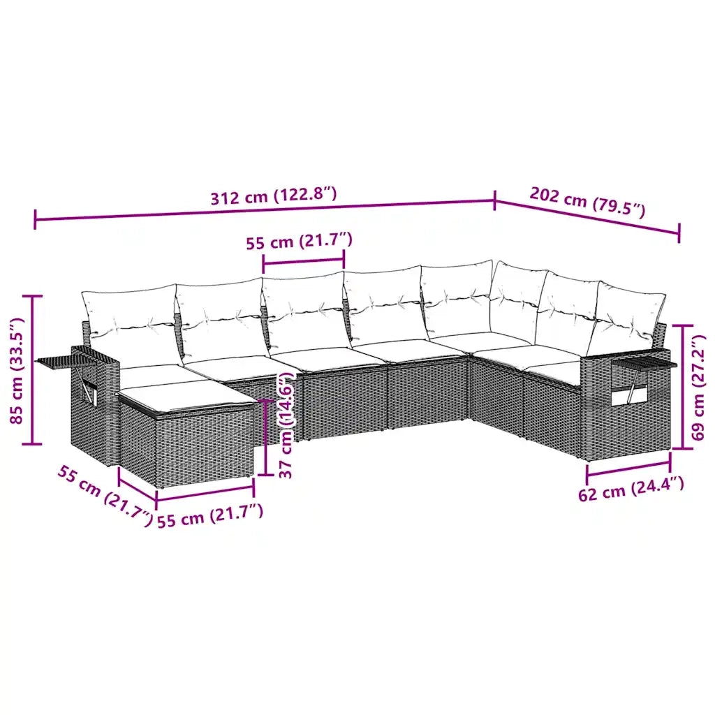 vidaXL Set Divani da Giardino con Cuscini 8 pz Nero in Polyrattan