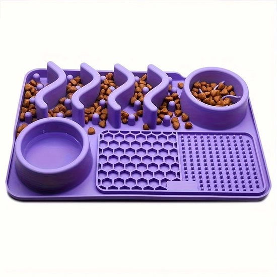 Antislip zuignap per animali | con ciotola di alimentazione lenta e zona per leccare, ciotola di alimentazione fissa interattiva