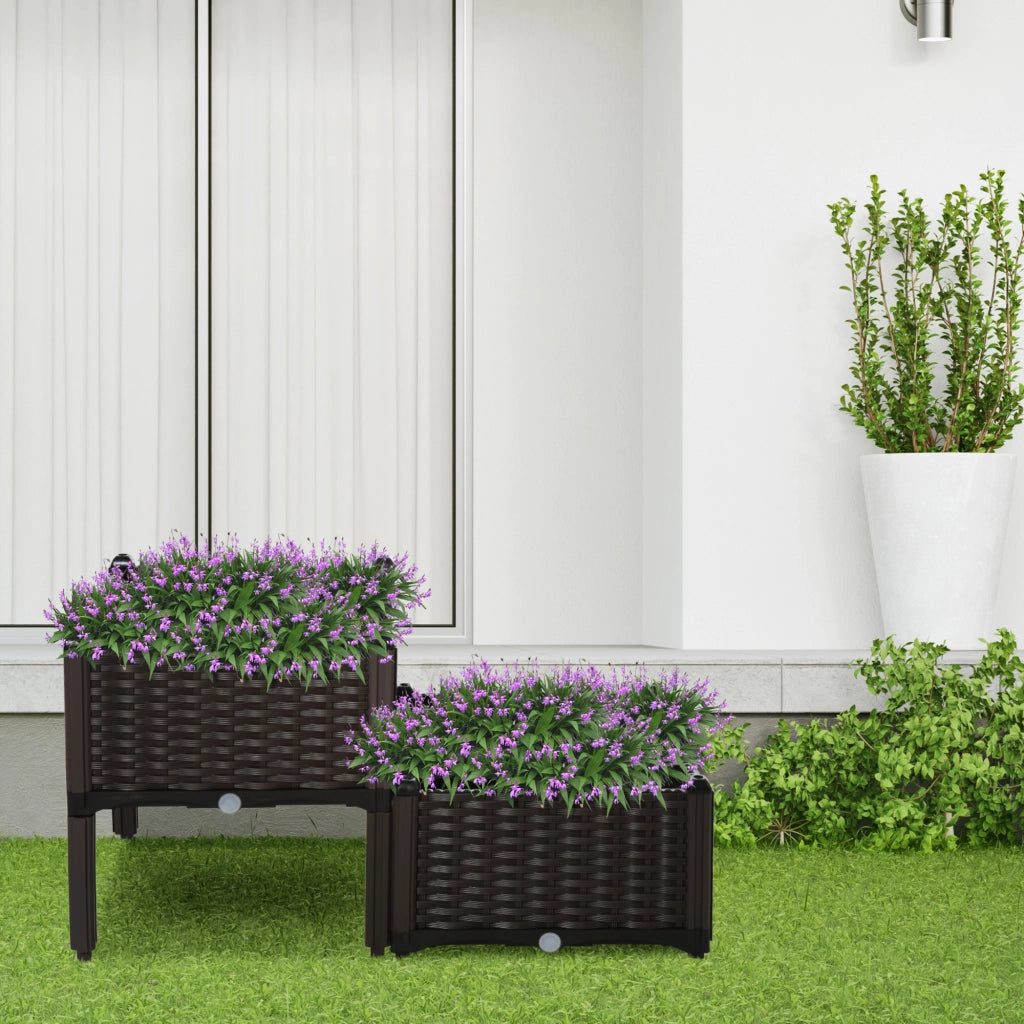 Vaso da giardino polyrattan effetto rattan ¨C zephmum ¨C marrone 40x40x44 cm