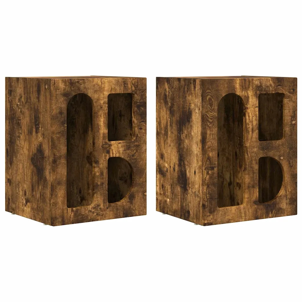 Comodino 2 pcs Rovere fumé 40 x 35 x 50 cm Legno multistrato