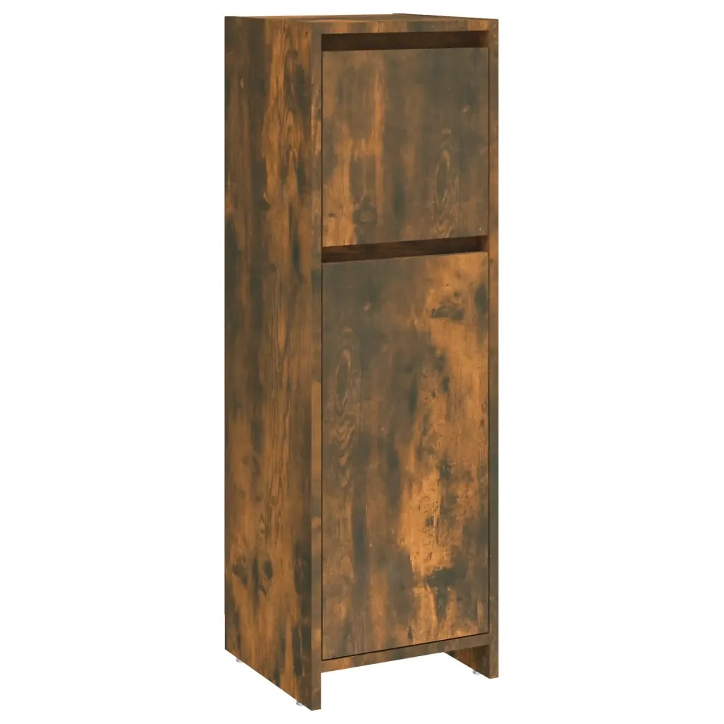 Armadietto Bagno | Armadio da bagno Rovere Fumo 30x30x95 cm in Legno Multistrato