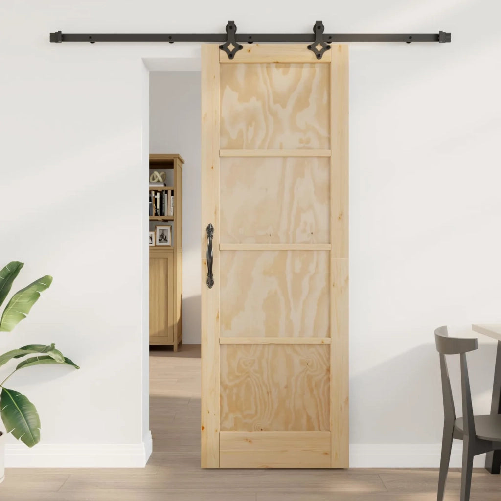 Porta scorrevole Naturale e Nero 73,5 x 211 cm