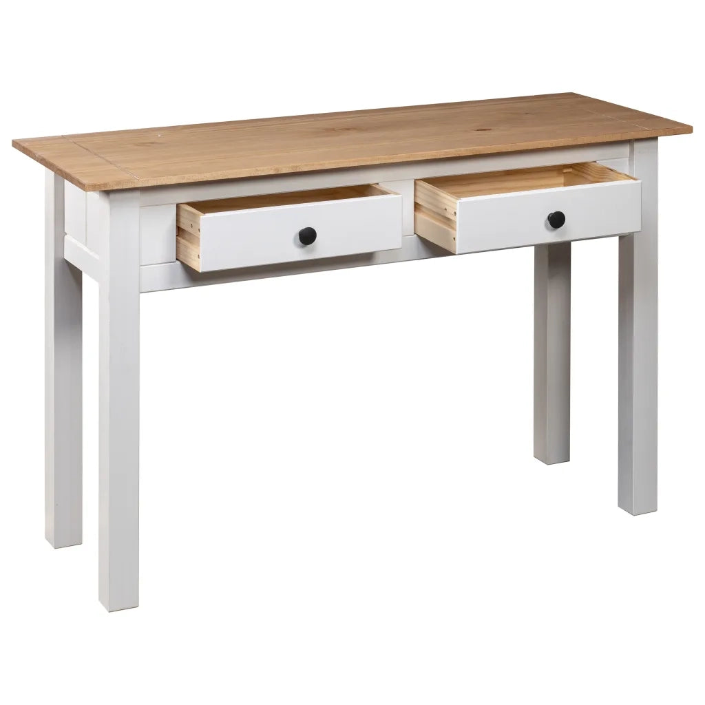 Tavolo Consolle | Tavolo d'Ingresso Bianco 110x40x72 cm Legno Massello Pino Panama
