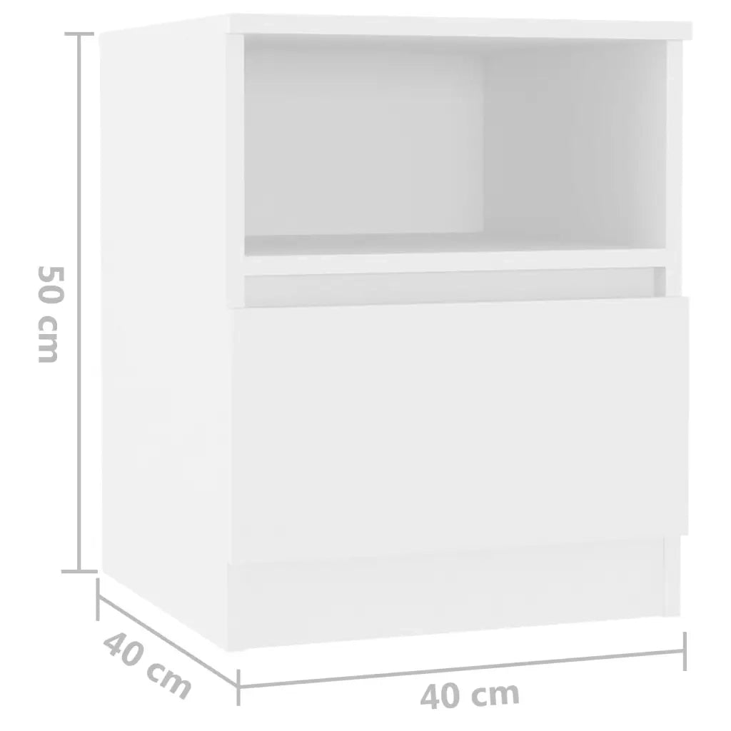 Comodino Bianco 40x40x50 cm in Legno Multistrato 806157