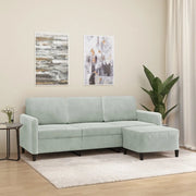 Divano a 3 Posti con Poggiapiedi-Sofa 3 Posti con Poggiapiedi Grigio Chiaro 180cm in Velluto 313806