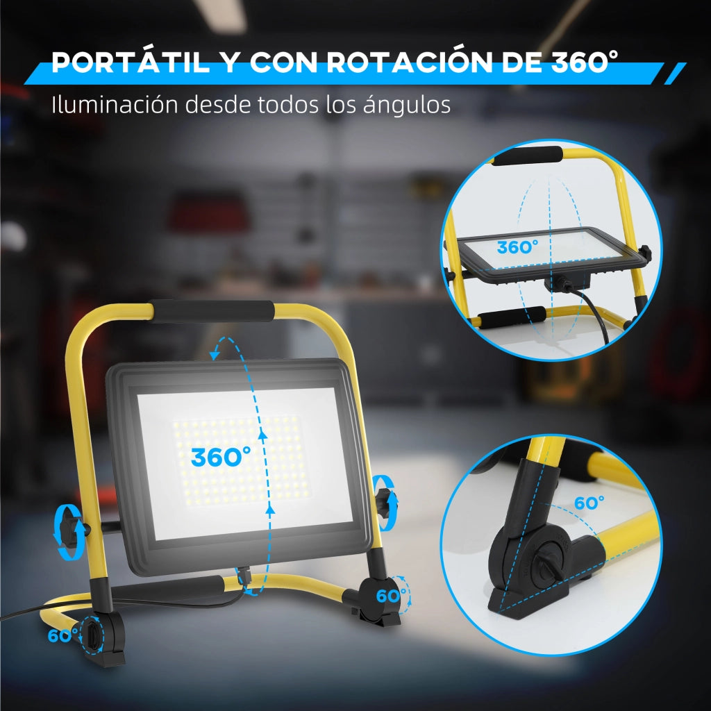 Faro LED 8500 Lumen IP65 6500K ¨C zephmum ¨C 35x20x32 cm Giallo
