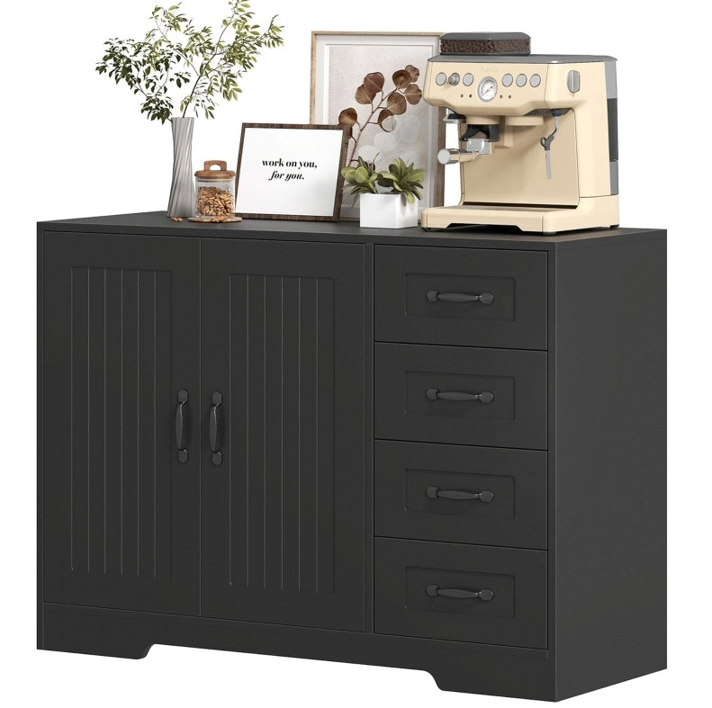 Mobile con 4 cassetti e 1 anta, stile moderno, 105x40x76 cm, colore nero