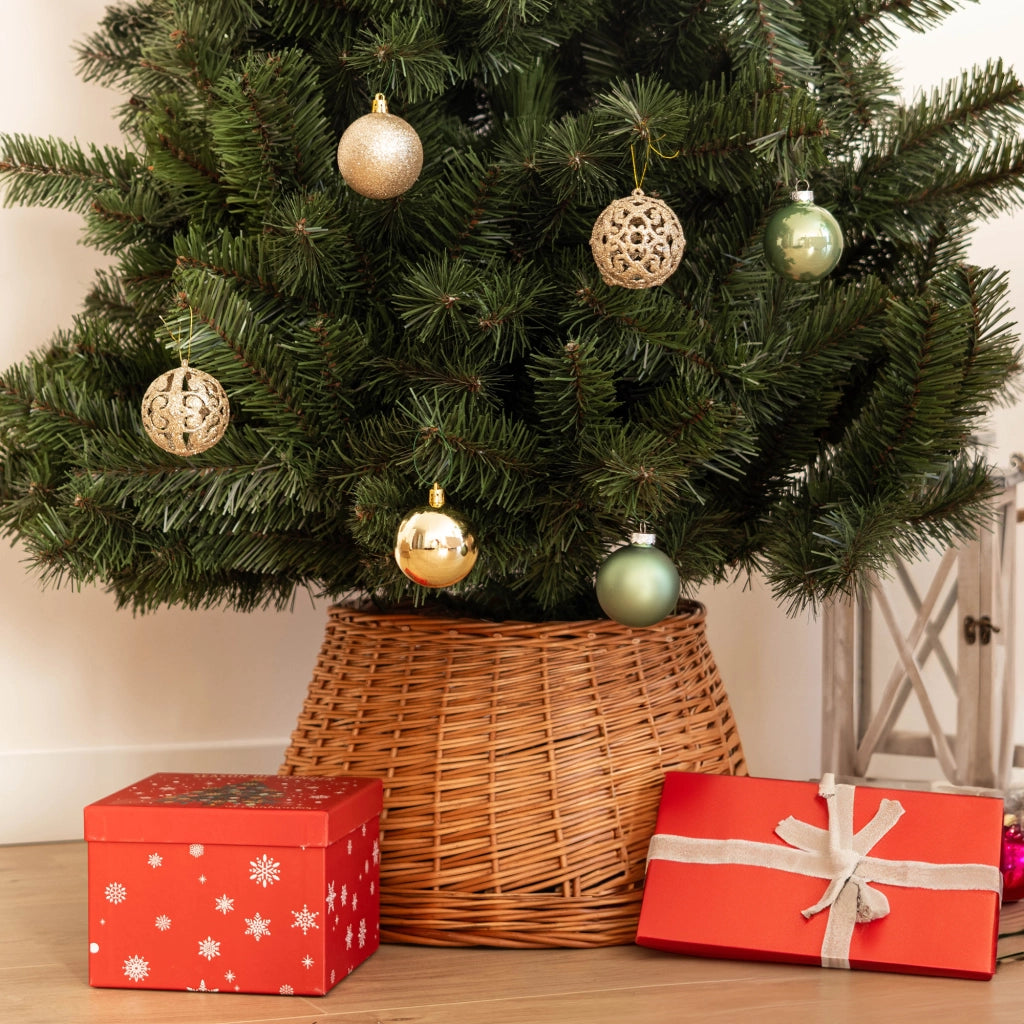 Copertura per supporto albero di Natale in vimini KADAX 50 cm, supporto a cestino naturale