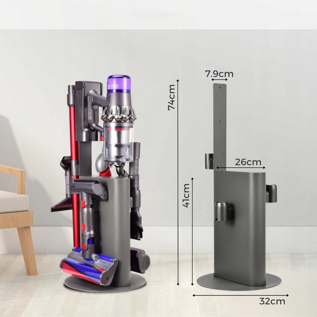 Supporto in Acciaio al Carbonio per Aspirapolvere compatibile con Dyson V6–V15 – Altezza 74 cm, Montaggio Facile