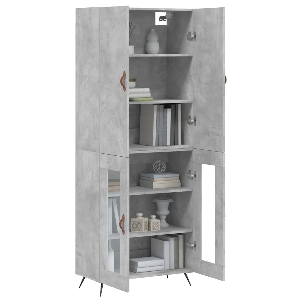 Credenza-Buffet-Armadio da cucina Grigio Cemento 69,5x34x180 cm in Legno Multistrato 223269