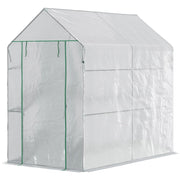 EasyComfort Serra a Casetta con Rivestimento in PE, Porta a Cerniera e 4 Ripiani, 186x120x190cm, Bianco