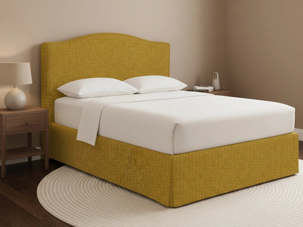 Bebington, Letto Matrimoniale Sfoderabile Made in Italy, Giallo Ocra